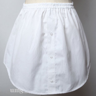 优美LF日系秋冬季薄款短裙白色条纹半身裙子女蓬蓬裙下摆打底裙