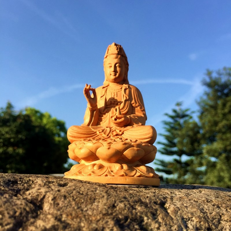木雕净瓶观音摆件佛像人物居家风水收藏商务手工艺品观世音菩萨