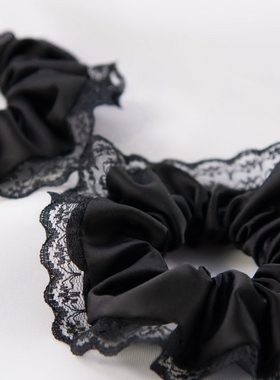 3cats欧美蕾丝黑色纯色基础发圈发绳头花皮筋发饰CJ06