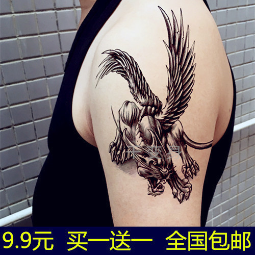 男花臂半臂纹身贴防水男手臂图腾遮疤防汗持久耐磨