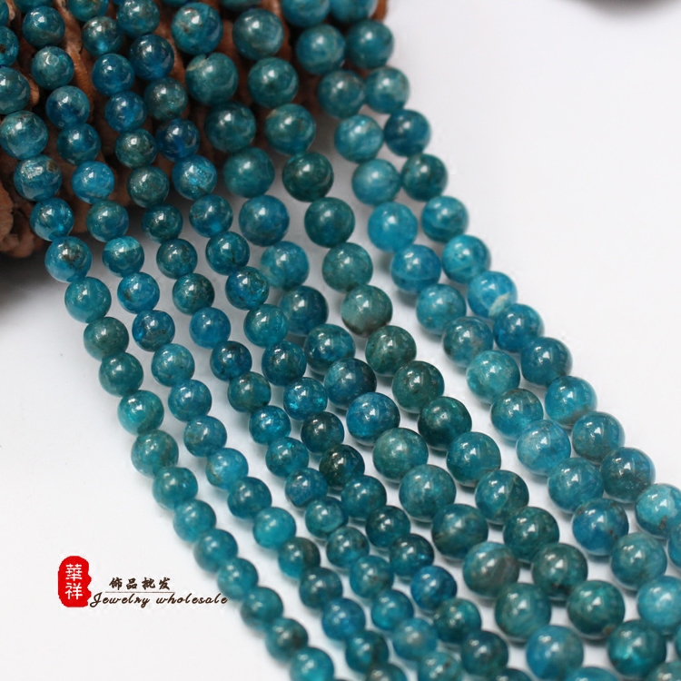 正品 天然Blue Apatite 磷灰石圆珠 亚柏提diy石水晶散珠串珠饰品