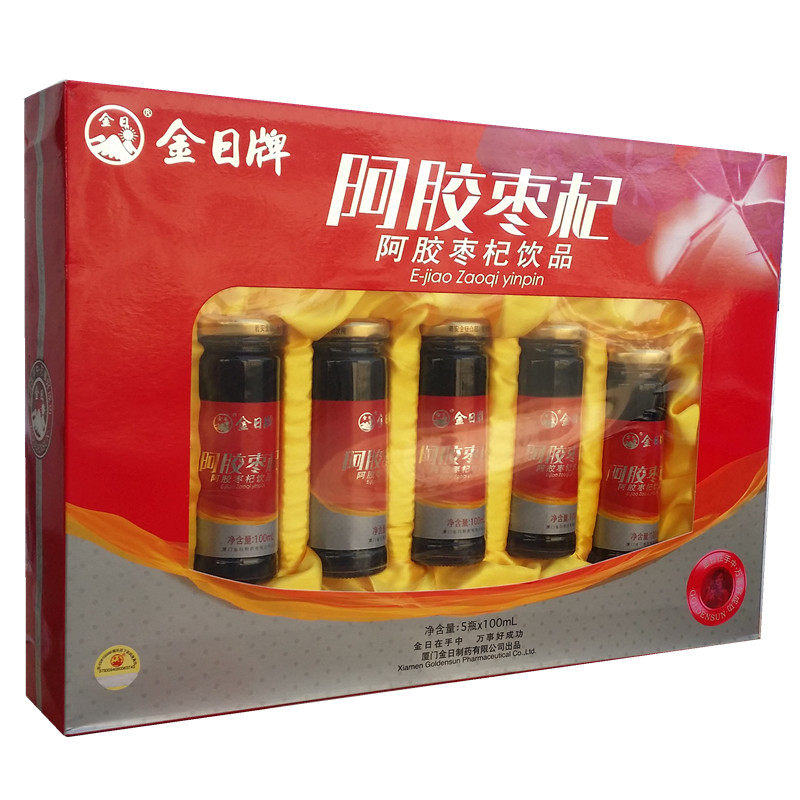 金日牌阿胶枣杞口服液100ml*5礼盒正品   配礼袋