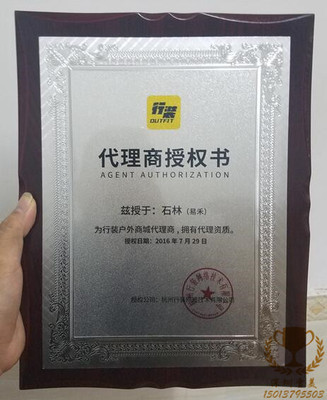 授权牌定制证书金箔奖牌木托奖状创意牌匾定做铜牌制作水晶相框