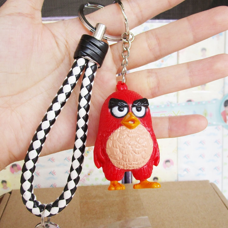 愤怒的小鸟钥匙扣挂件发声汽车钥匙链圈男女可爱卡通塑胶挂饰礼品