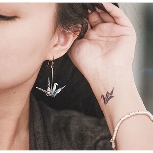 【】INKBOX果汁纹身模板(B32)1.7x2.5cm 纸鹤