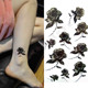 3张 锁骨胳膊脚踝贴一次性古风 纹身贴防水女持久仿真性感黑玫瑰