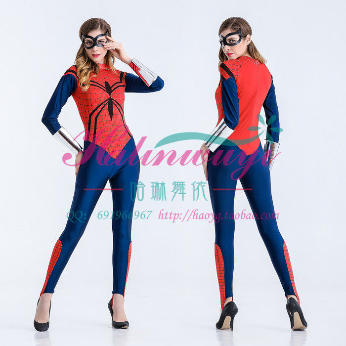 万圣节服装cos服装成人女性感蜘蛛侠服装连体蜘蛛侠衣服装 年会