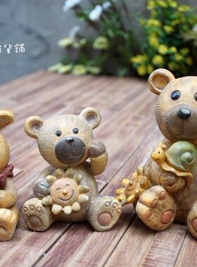 小熊做旧美式乡村风古董小动物