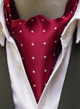 男士双面领巾男 西装衬衫领巾 英伦韩版长条丝巾 酒红