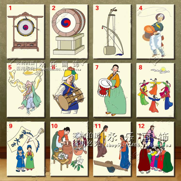 包邮韩国风情风俗壁画韩式传统民俗装饰画韩国料理点