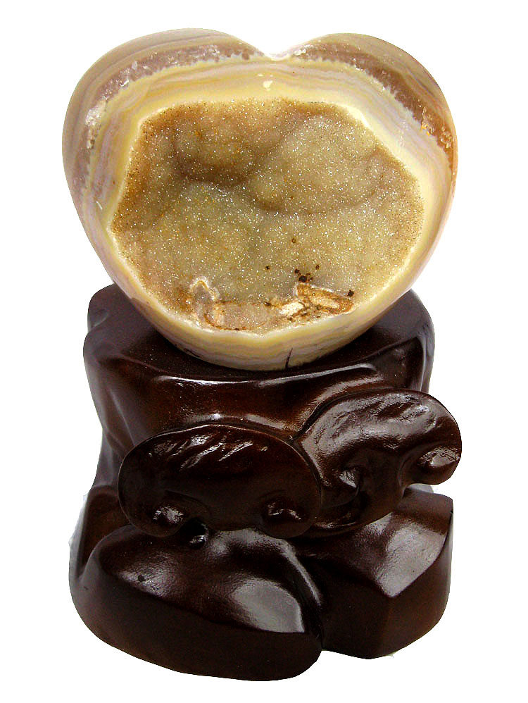 天然白水晶聚宝盆摆件钱袋子玛瑙心原石0.76公斤玛瑙洞现货