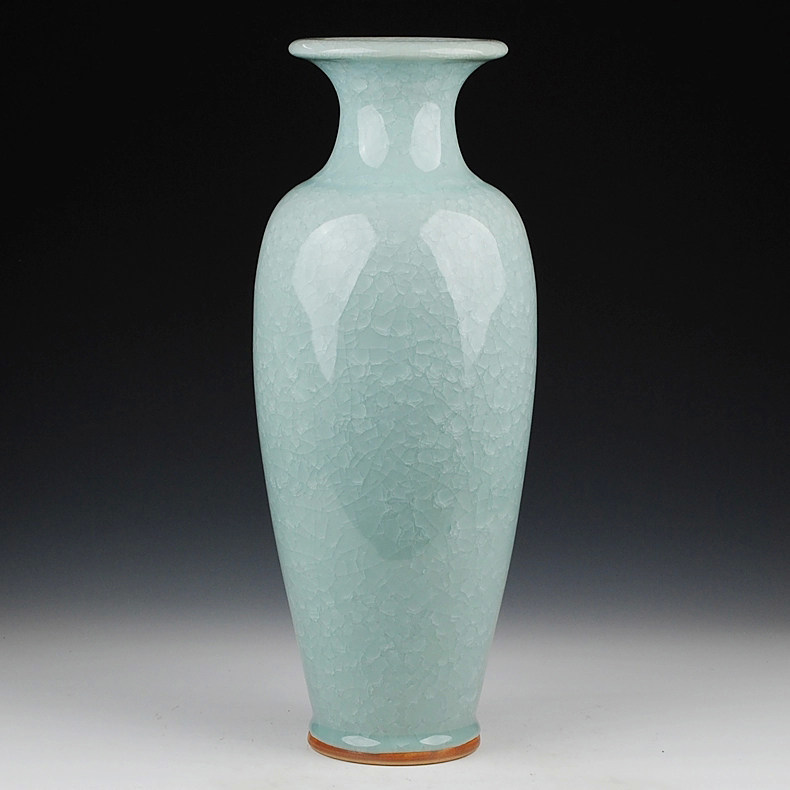 景德镇陶瓷器 仿古钧瓷裂纹釉冰片花瓶 现代客厅家居装饰品摆件