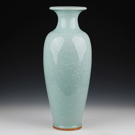 景德镇陶瓷器 仿古钧瓷裂纹釉冰片花瓶 现代客厅家居装饰品摆件