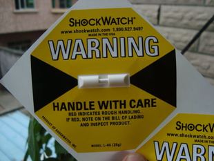 美国进口 shockwatch防倾斜标贴防倾斜标签防倾标签防碰撞标签