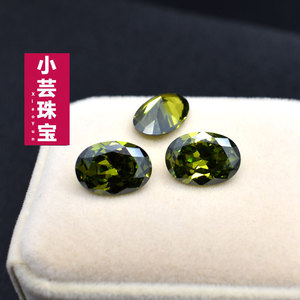 橄榄绿锆石椭圆形diy戒面裸钻绿色蛋面戒指主石镶嵌宝石裸石