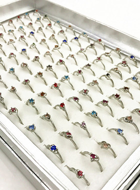 日韩风合金水钻戒指女