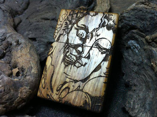 zippo打火机 配件芝宝木壳 zippo个性雕刻 芝宝diy外壳 佛魔 合体