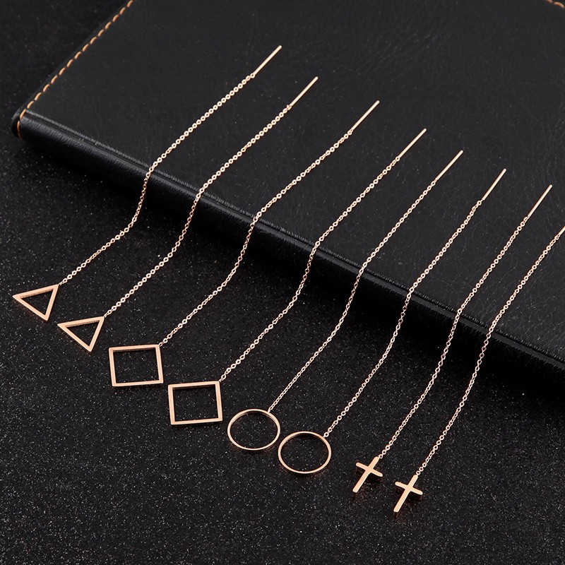 韩国耳线女简约长款耳环18K玫瑰金日韩风气质耳坠耳饰流苏耳链