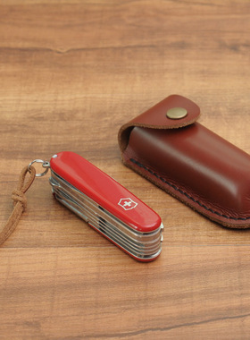 通用91mm瑞士军刀工作维氏真皮套刀鞘皮套！牛皮折刀手工制作！