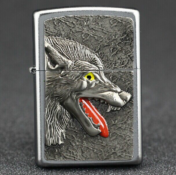 ZIPPO原装正品打火机 狼头图腾 欧版 磨砂贴章 狼的传说 专柜正版