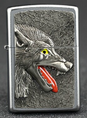 ZIPPO原装正品打火机 狼头图腾 欧版 磨砂贴章 狼的传说 专柜正版