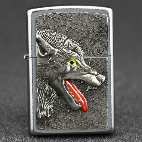 ZIPPO原装正品打火机 狼头图腾 欧版 磨砂贴章 狼的传说 专柜正版