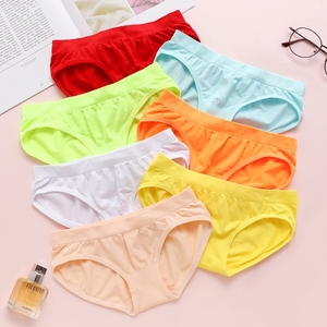 可爱糖果色无缝高弹内裤低腰大红内裤女无痕提臀莱卡棉性感三角裤