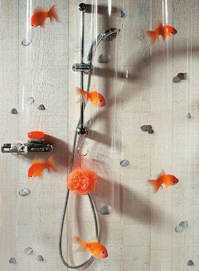 SPIRELLA/丝普瑞金鱼PEVA透明防水防霉浴帘浴室帘卫生间隔断帘子