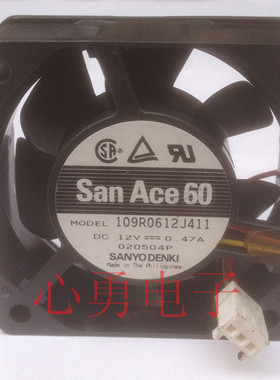 原装正品Sanyo/三洋散热风扇109R0612J411 DC12V 0.47A 6025 2线