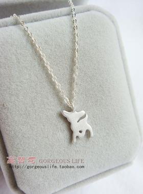 纯银森林系糜鹿磨砂两色入项链