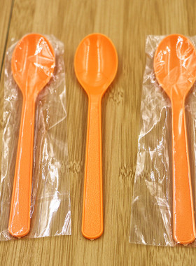 独立包装橙色一次性勺子/烫勺/环保勺/塑料勺/冰激凌勺子/刨冰勺