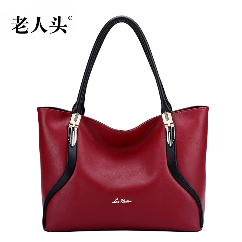 老人头品牌女包2017春季新款欧美名牌单肩手提大包潮流杀手包真皮