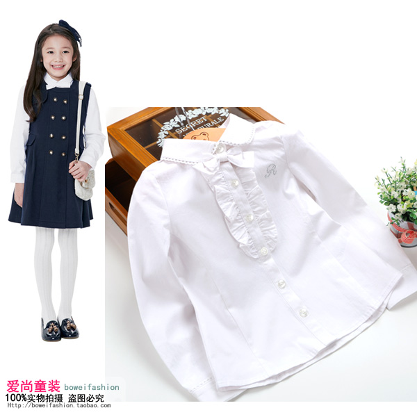 Chemise fille à manche longue en coton - Ref 2085912 Image 1