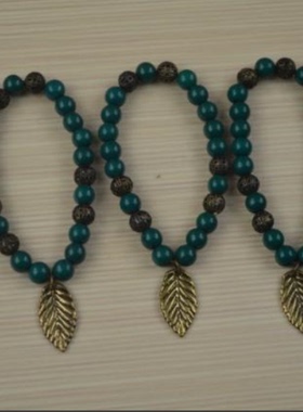 KA2复古串珠手链 镂空珠子手链 树叶手链 1条价