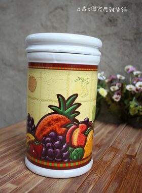 孤品复古印花水果餐厅家居装饰