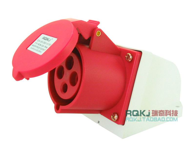 厂家直销RCN-124　工业明装插座IP44防水,32A4P,380V新型3P+E