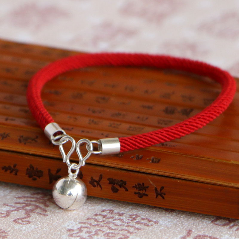纯银铃铛手工本命年红绳手链男女情侣学生简约学生韩版转运珠手绳