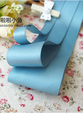 蓝色缎带丝带双面织带手工蝴蝶结发饰头饰发夹发卡发箍DIY材料