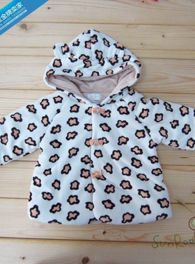 【2折清仓】阳光鼠童装秋冬宝宝夹棉上衣女童豹纹连帽棉外套73码