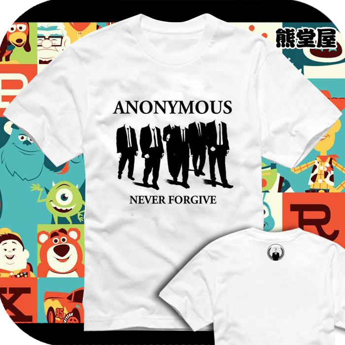 衣服纯棉短袖T恤logo符号标志Anonymous匿名者黑客组织