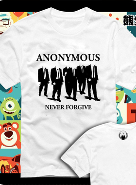 衣服纯棉短袖T恤logo符号标志Anonymous匿名者黑客组织