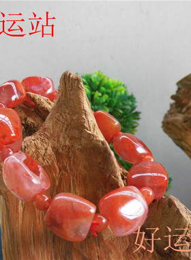 促销新款保山南红玛瑙原石随行男士手链玉髓手串宝石手珠手饰收藏