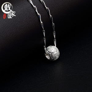 戴家匠 99足银转运珠银项链 锁骨链毛衣链 好运招财韩版银饰 七夕