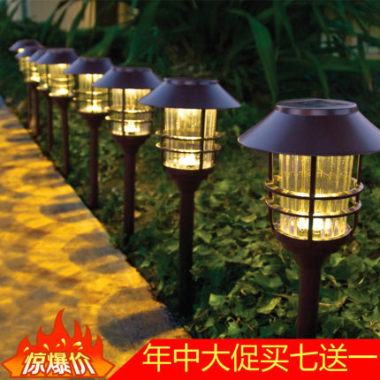 精品太阳能户外草坪灯不锈钢庭院灯家用花园防水插地装饰景观路灯