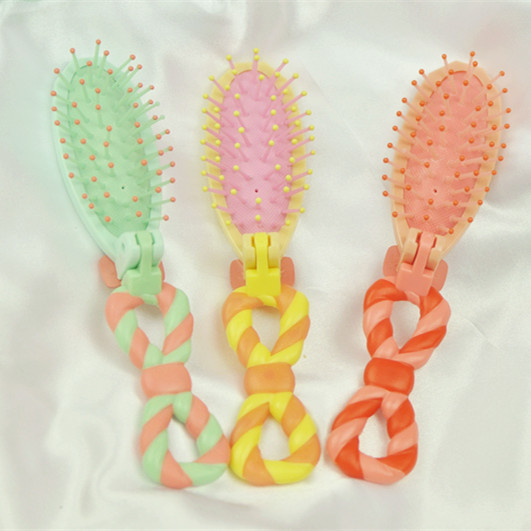 新品现货swimmer 麻花棒棒糖系列梳子头皮按摩气垫梳折叠梳