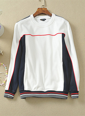 中小学生定制校服 加绒卫衣 宽松圆领上衣 加厚抓绒衫 白色套头衫