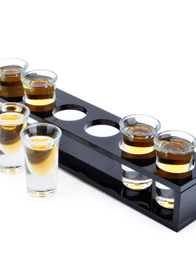 包邮黑色6孔亚克力子弹杯架+6只厚底吞杯套装一口杯烈酒杯小酒杯