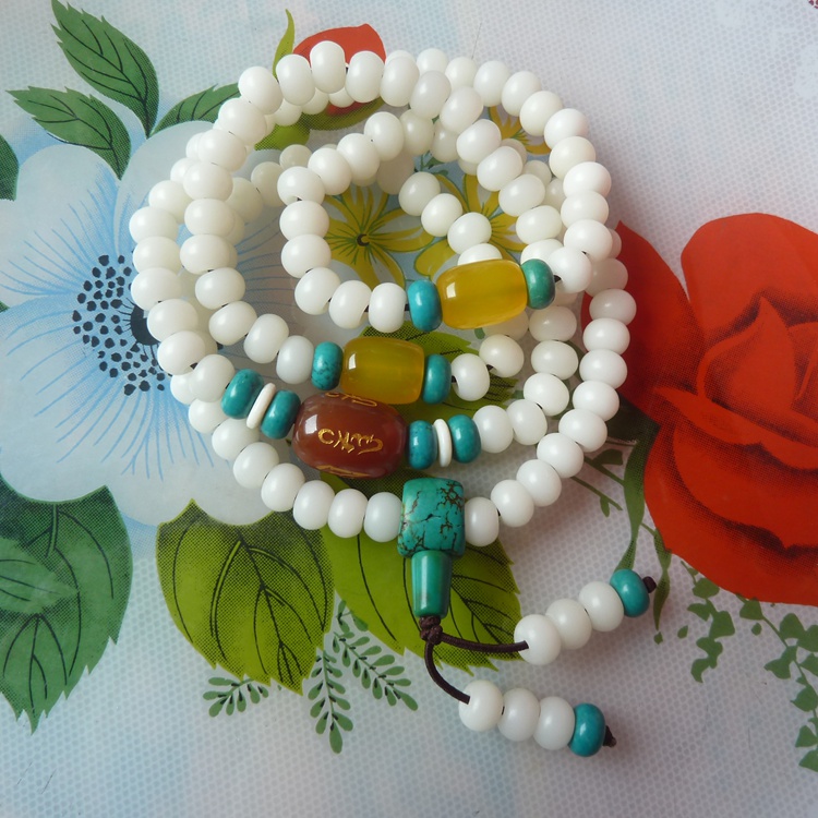 六字真言108颗6mm念珠手链菩提子