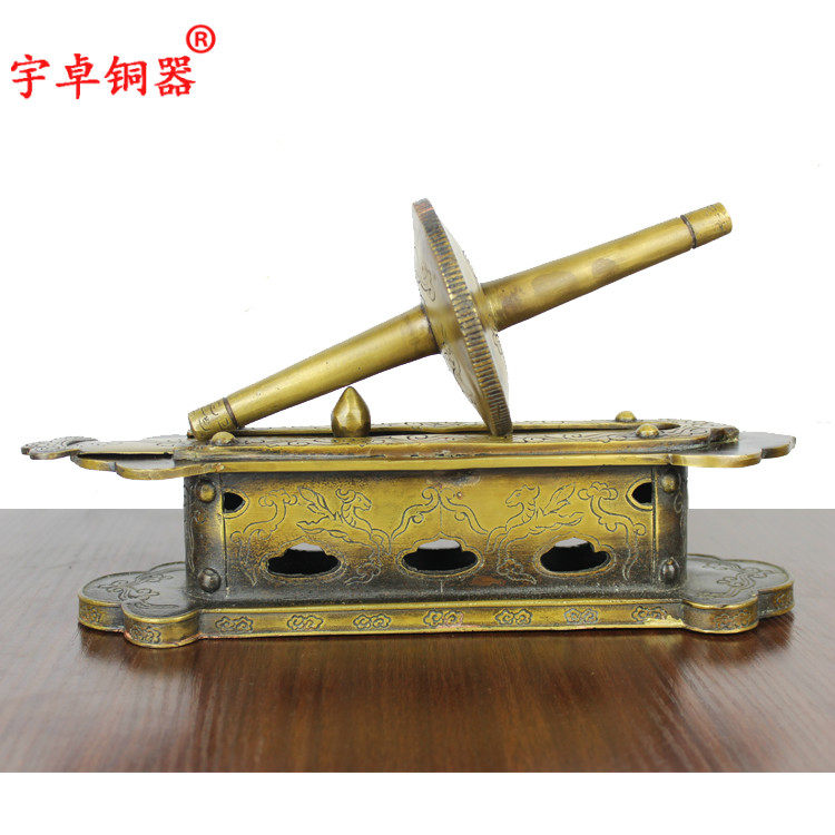 宇卓铜器纯铜撵子黄铜茶叶 仿制法门寺 药撵子 茶碾子 工艺品摆件