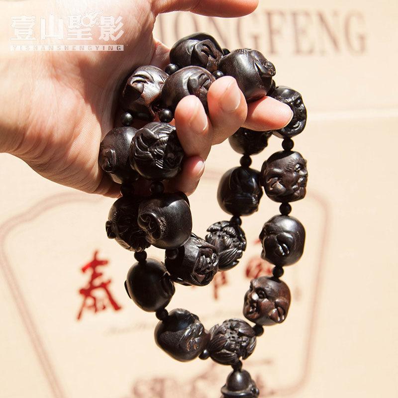 黑檀乌木雕佛珠 镜十八罗汉车挂 18颗汽车档位挂件 招财进宝增福